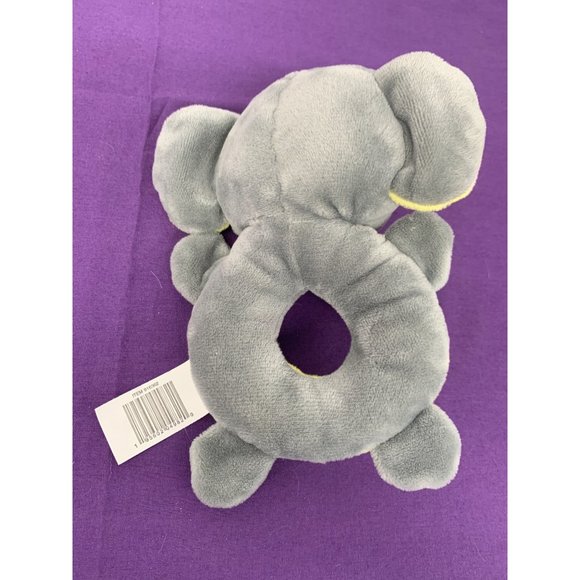 Walgreens 6 Inch Baby Rattle Elephant Yellow Striped Gray Minky - Picture 3 of 5
